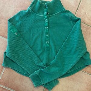 Free People Movement Green Snap Front Pullover